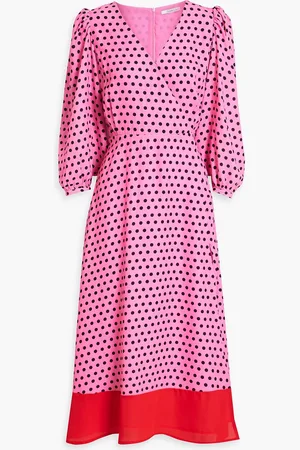 OLIVIA RUBIN Wrap-effect polka-dot crepe de chine midi dress - - UK 8