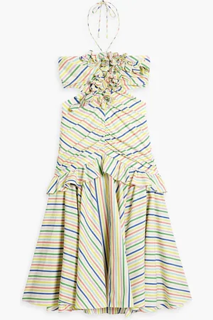 Carolina Herrera Cutout striped cotton halterneck midi dress - - US 6