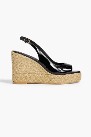Stuart Weitzman Island patent-leather slingback espadrille wedge sandals - - EU 38