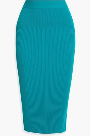 Hervé Léger Ribbed-knit midi skirt - Blue - XS