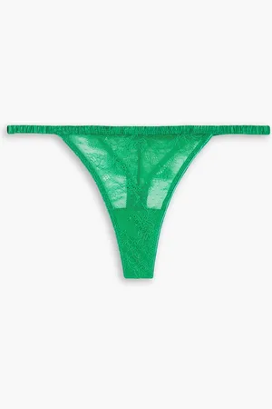 LOVE Stories Roomservice stretch satin-trimmed lace thong - - XXL