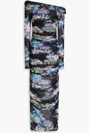 Nicholas Off-the-shoulder floral-print stretch-mesh maxi dress - - US 0