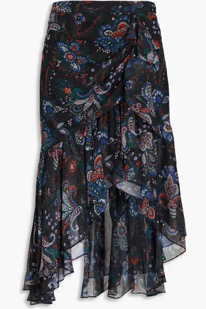 VERONICA BEARD Asymmetric paisley-print silk-georgette midi skirt - - US 6