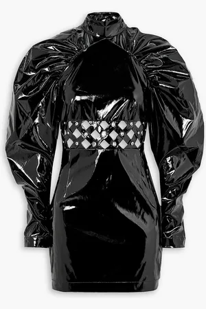 ROTATE Kimmy crystal-embellished cutout vinyl mini dress - - DE 36