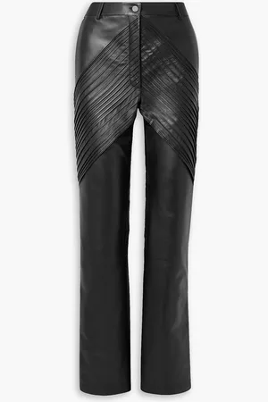 Peter Do Pintucked leather straight-leg pants - - FR 36