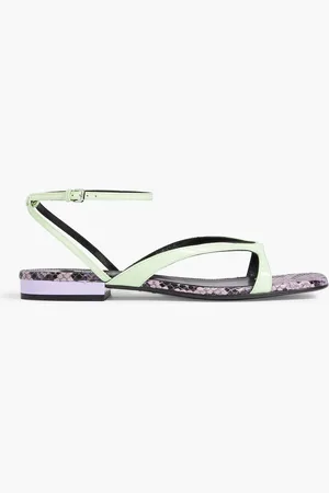 Sergio Rossi Sr Aracne 15 patent-leather sandals - Green - EU 38