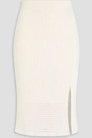 Joseph Pointelle-trimmed ribbed-knit skirt - White - S