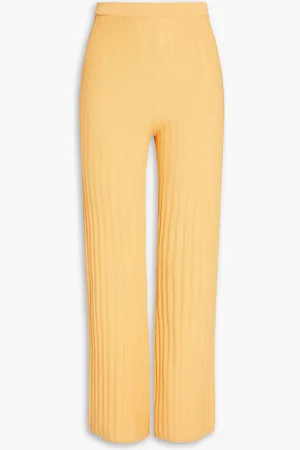 Sandro Ribbed-knit flared pants - Orange - FR 40