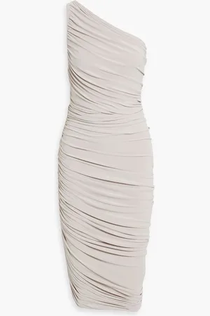 Norma Kamali Diana one-shoulder ruched stretch-jersey dress - Gray - FR 32