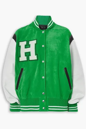 Halfboy Appliquéd suede and leather bomber jacket - - XS