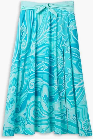 Etro Printed cotton-blend poplin maxi skirt - Blue - IT 42
