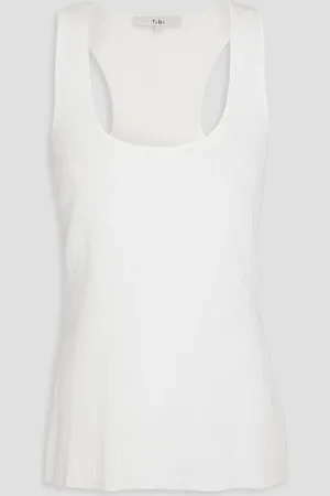 tibi Cotton-blend gauze tank - - L