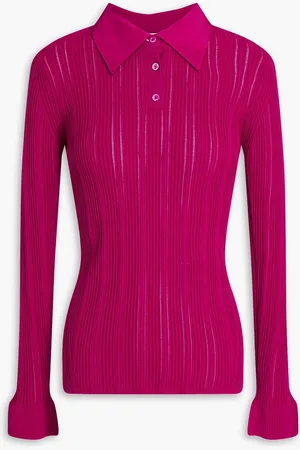 3.1 Phillip Lim Ribbed cotton-blend polo shirt - Purple - XS