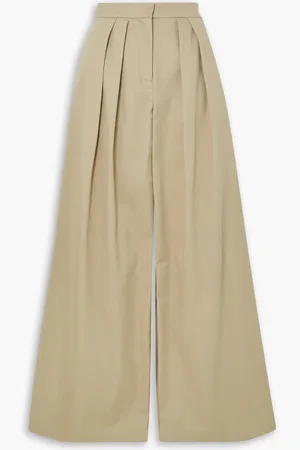 BRANDON MAXWELL Hudson pleated cotton-twill wide-leg pants - Neutral - US 8