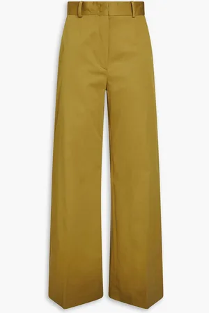 Another Tomorrow Stretch-cotton twill wide-leg pants - Green - IT 38