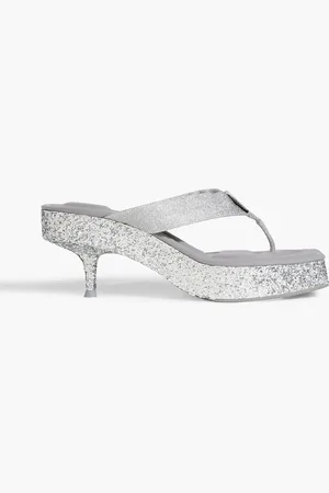 Alexander Wang Jessie glittered metallic canvas platform sandals - Metallic - EU 37