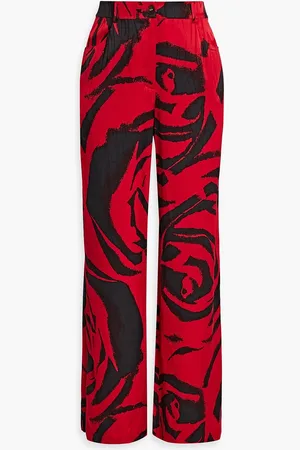 Diane von Furstenberg Adelaide printed satin-jacquard wide-leg pants - Red - US 2