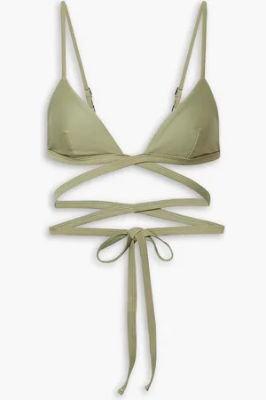 MATTEAU Wrap-effect stretch-REPREVE® triangle bikini top - Green - 5