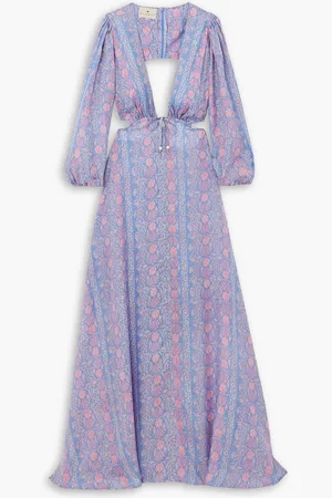Cubus Clara cutout printed silk-habotai maxi dress - Blue - 3