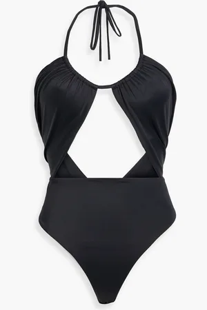 ROSETTA GETTY Ruched cutout halterneck swimsuit - - M
