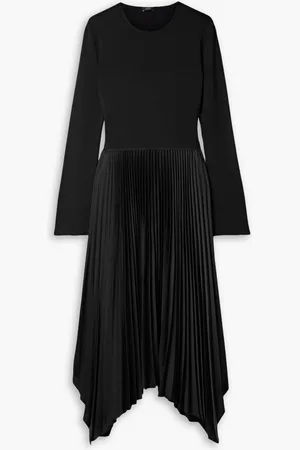 Joseph Deron asymmetric jersey and pleated crepe de chine midi dress - - FR 44