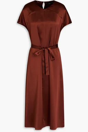 Joseph Dauphine belted silk-satin midi dress - - FR 34