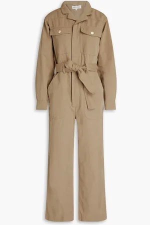ALEX MILL Mel belted cotton and linen-blend twill jumpsuit - Neutral - S