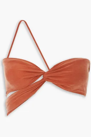 Jacquemus Espelho cropped asymmetric stretch-jersey bandeau top - Brown - XXL
