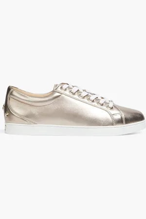 Jimmy Choo Cash studded metallic textured-leather sneakers - Metallic - EU 34.5