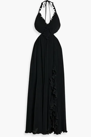 LOVESHACKFANCY Talitha cutout plissé-crepe halterneck maxi dress - - S