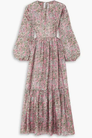 Cubus Carmen open-back tiered floral-print silk midi dress - Pink - 2