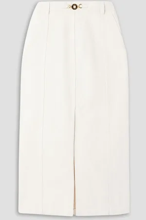 Patou Embellished cotton-twill midi skirt - - FR 40