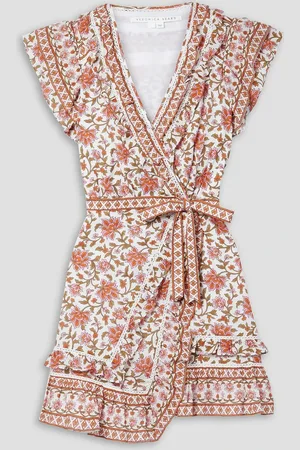 VERONICA BEARD Mikhail printed cotton-voile mini wrap dress - - US 8