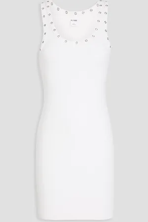 RE/DONE Eyelet-embellished ribbed stretch cotton-jersey mini dress - - M