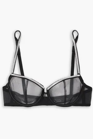 I.D. Sarrieri Dancing in the Moonlight crystal-embellished stretch-tulle balconette bra - - 32 D