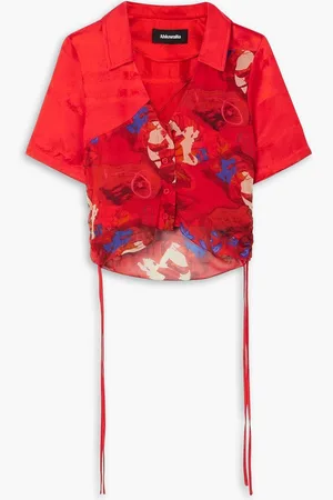 Ahluwalia Priya layered satin and printed chiffon shirt - - UK 6