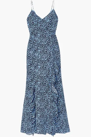 Les Rêveries Ruffled leopard-print silk crepe de chine maxi dress - Blue - US 6