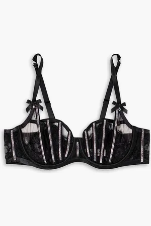 Agent Provocateur Caitriona crystal-embellished lace underwired bra - - 34 B