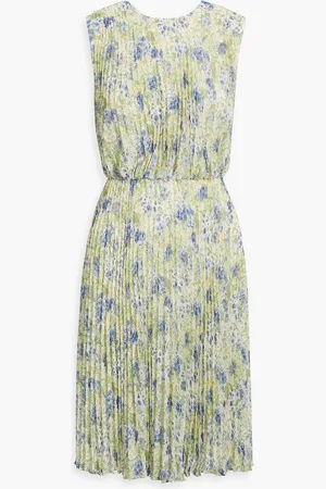 MIKAEL AGHAL Floral-print plissé-chiffon dress - Green - US 10