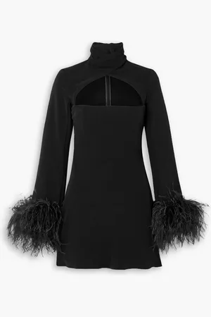 16Arlington Odessa feather-trimmed cutout crepe mini dress - - UK 14
