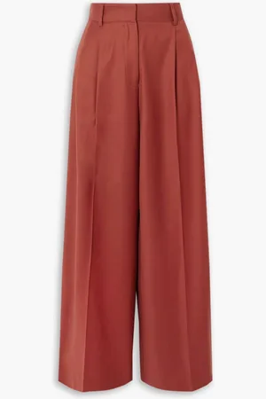 Beare Park Double pleated wool-twill wide-leg pants - Red - UK 12