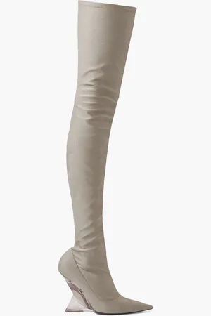 The Attico Cheope stretch-satin over-the-knee boots - Neutral - EU 37.5