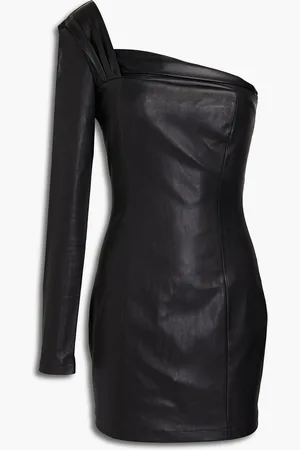Zeynep Arcay One-shoulder gathered stretch-leather mini dress - - US 8