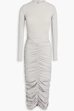 ALEX PERRY Ruched stretch-jersey midi dress - Gray - UK 18