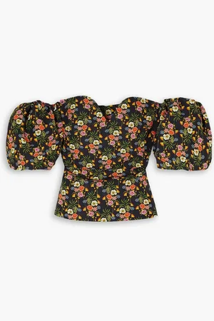 Borgo De Nor Alma off-the-shoulder floral-print twill top - - UK 12