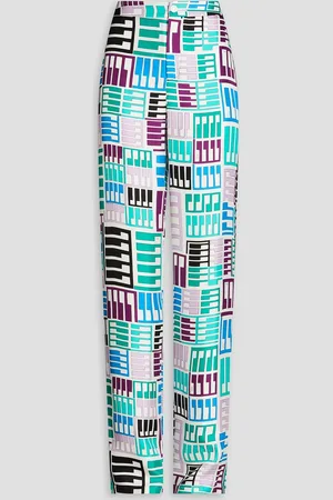 Puccini Printed silk-twill wide-leg pants - - IT 48