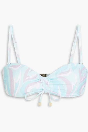 Heidi Klein Florence printed stretch-piqué underwired bikini top - Blue - L