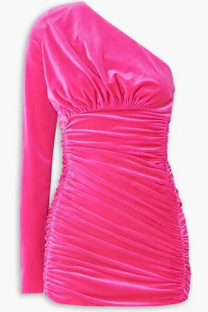 ALEXANDRE VAUTHIER One-shoulder ruched stretch-velvet mini dress - Pink - FR 36