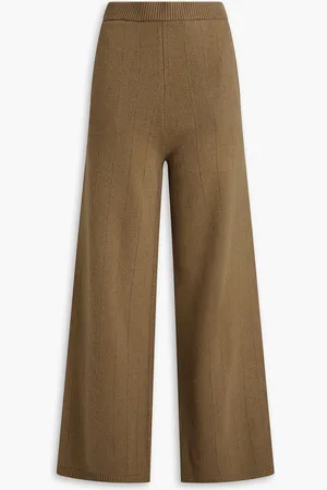 Joseph Ribbed merino wool-blend wide-leg pants - Green - XS