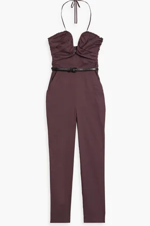Zeynep Arcay Pleated cotton-blend poplin halterneck jumpsuit - - US 0
